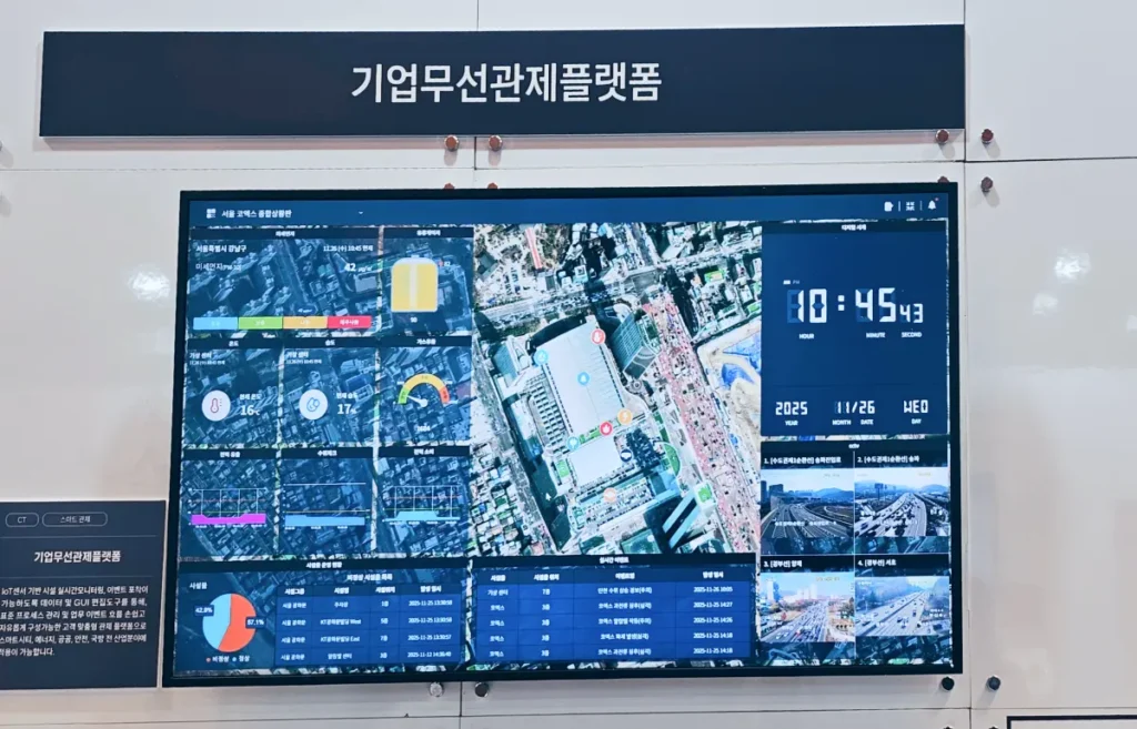 KT 기업 부스 내 기업무선관제플랫폼 실시간 전송 화면
